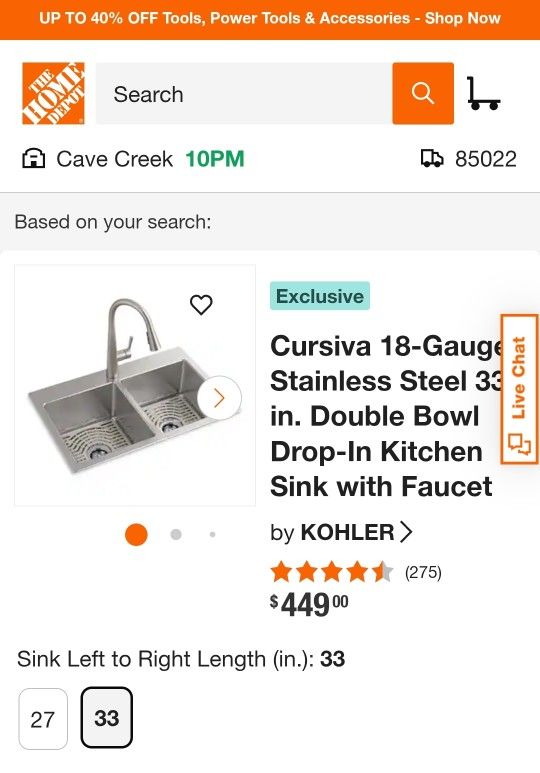 33x22 18 Gauge Stainless Steel Kitchen Sink With Faucet Included Retail $450+ Selling For $200 Firm FIRM IF STILL UP STILL AVAILABLE