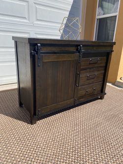Industrial Rustic Wood Dresser with Barn Door