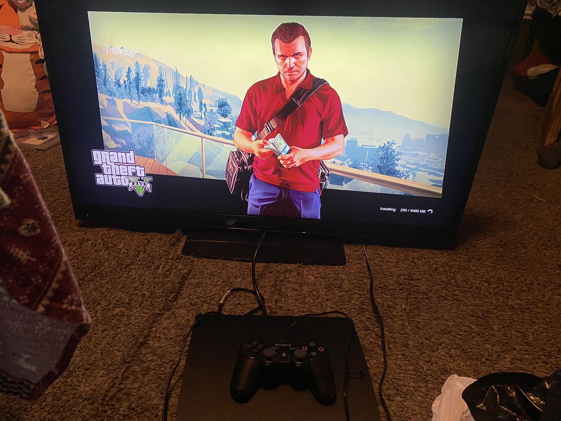 42 Inch Tv With PlayStation 3 And Grand Theft Auto