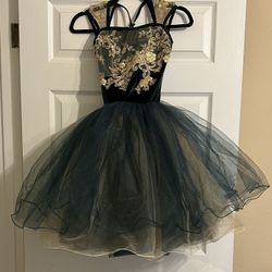 Revolution Dancewear Velour and Tulle Ballet Costume Dress Green and Gold