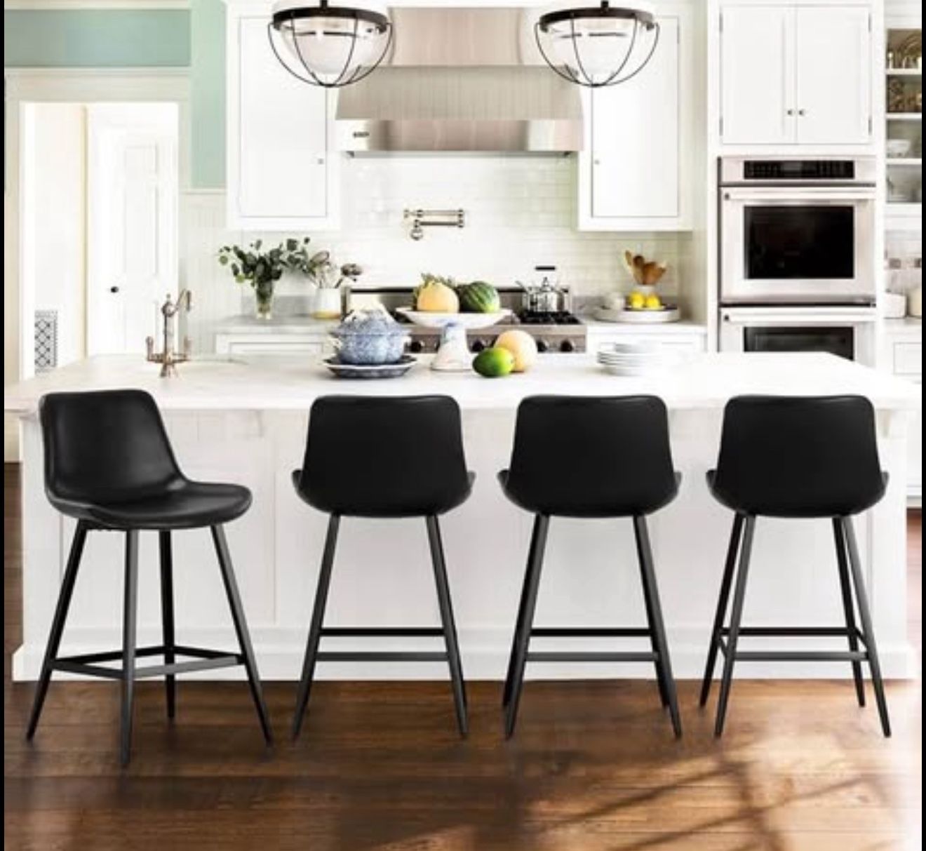 24 inch Counter Stool, Modern Bucket Barstools, Counter Height Bar Stools with Back and Footrest for