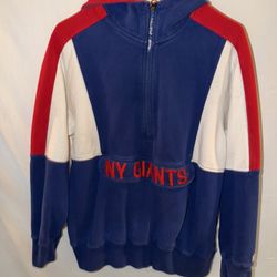 Men’s VINTAGE size Small Tailgate New York Giants red white & blue half zip hoodie sweatshirt 