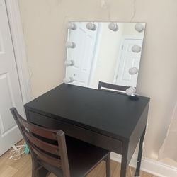 Makeup Table with LED Mirror And Chair