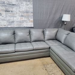 Beautiful Gray Lether Sectional 