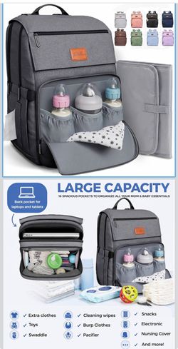 Pillani Gray Diaper Bag Backpack