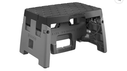 COSCO 1-Step Plastic Folding Step Stool, Type 1A (Black and Gray)
