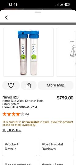 NuvoH20 Home Duo Water Softener Taste Filter System Store