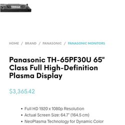 65" Panasonic Monitor / TV