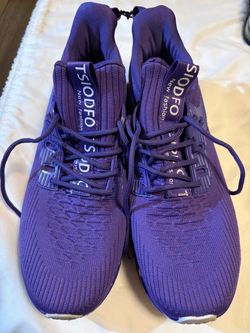 SIODFO Purple Knit Lace-Up Sneakers