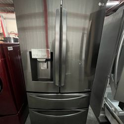 Lg Black Stainless Steel Four-Door Refrigerator 28 Cubic Ft 