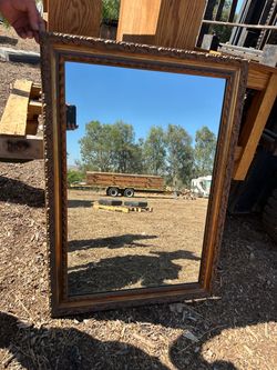 Ornate Gold-Tone Framed Wall Mirror