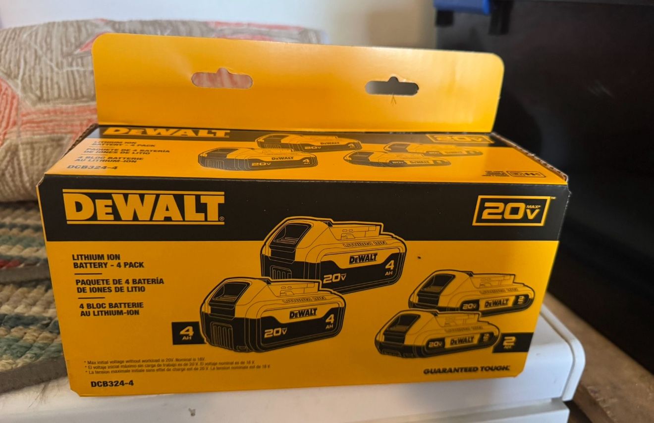 4 Pack 20V MAX Lithium-Ion 2.0Ah Battery (2 -Pack) and 20V MAX Lithium-Ion 4.0Ah Battery (2 -Pack)