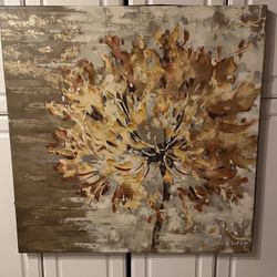 4’ x 4’ canvas art. Dandelion In Summer - Gold, cream, yellow flower.
