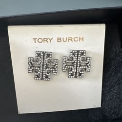 Tory Burch Black and Silver Stud Earrings