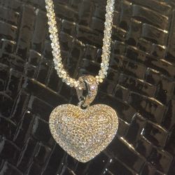 This Is Italy .925 Sterling Silver With 2ctw Diamonds Jeartshaped Charm 