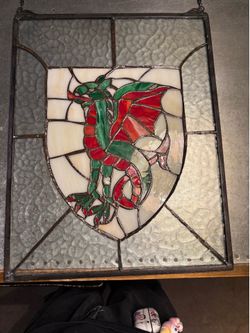 Handcrafted Stained Glass Dragon Panel