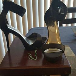 Camille la vie black open toe heels