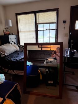 Large Wall Mirror with Wood Frame