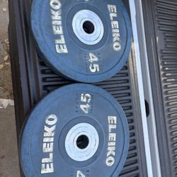 Pair Of 45 Pounds Eleiko Sport Training  Bumper Plates  In Good Condition 
