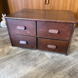 Vintage Oak 4-Drawer Mini Chest