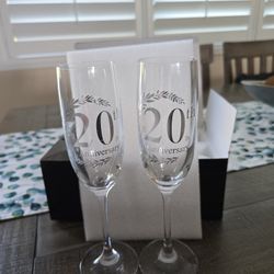 20 Year Anniversary Glass Champagne Flutes