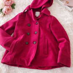 Girls Pink Wool Double Breasted Peacoat Size L