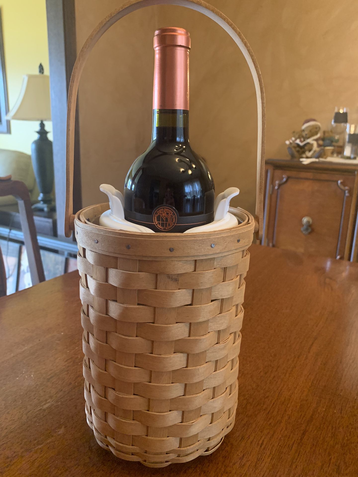 Longaberger Wine Tote Basket With Insert