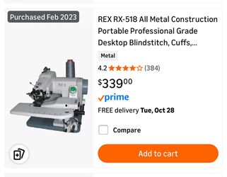 REX RX-518 Portable Blindstitch Sewing Machine