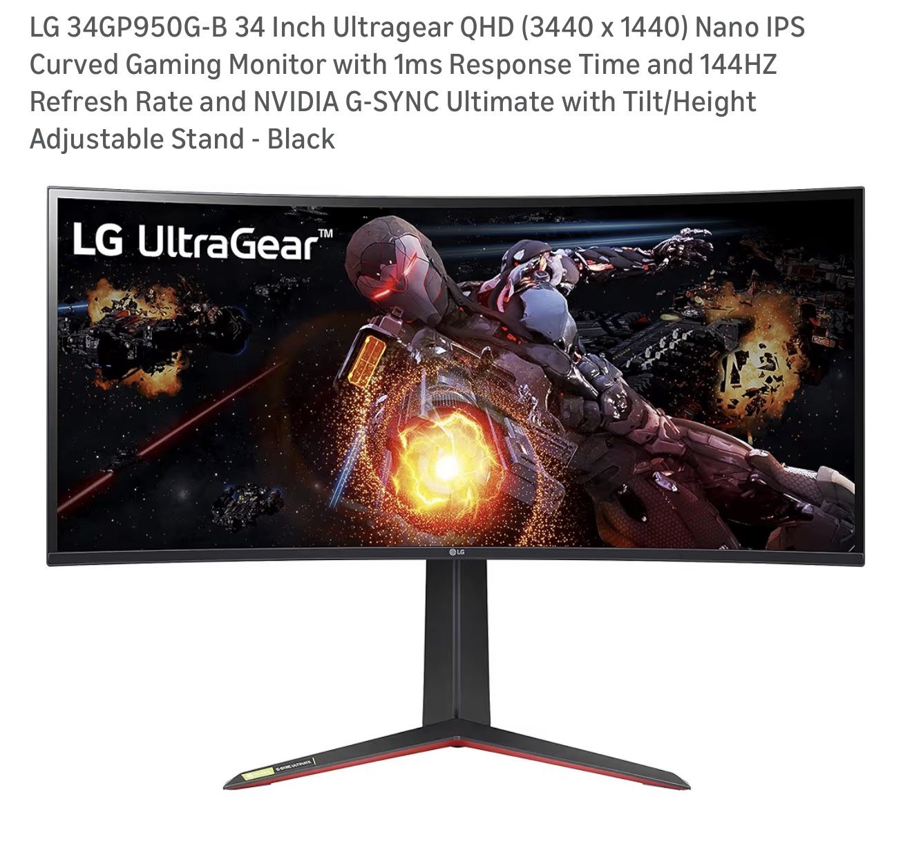 LG 34GP950G-B 34 G SYNC ULTIMATE GAMING MONITOR