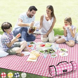 ZAZE Picnic Blanket Waterproof Sandproof, 80''x80'' 3-Layer Cute Compact XL