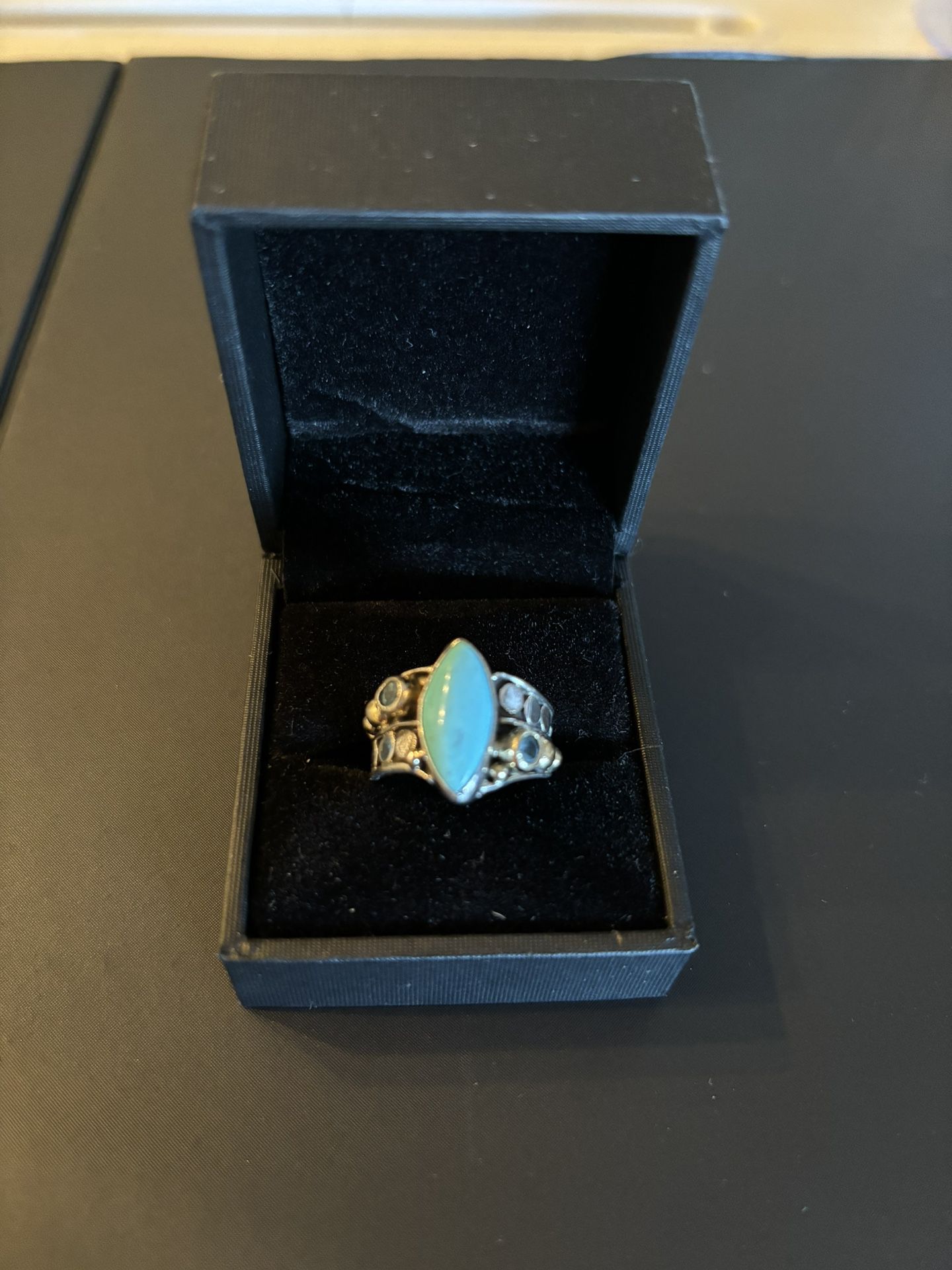 Stunning Sterling Silver Turquoise and Topaz Ring