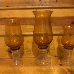 Hurricane with Etched Palm Design Candle holders