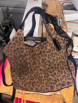Vince Camuto leather leopard print purse