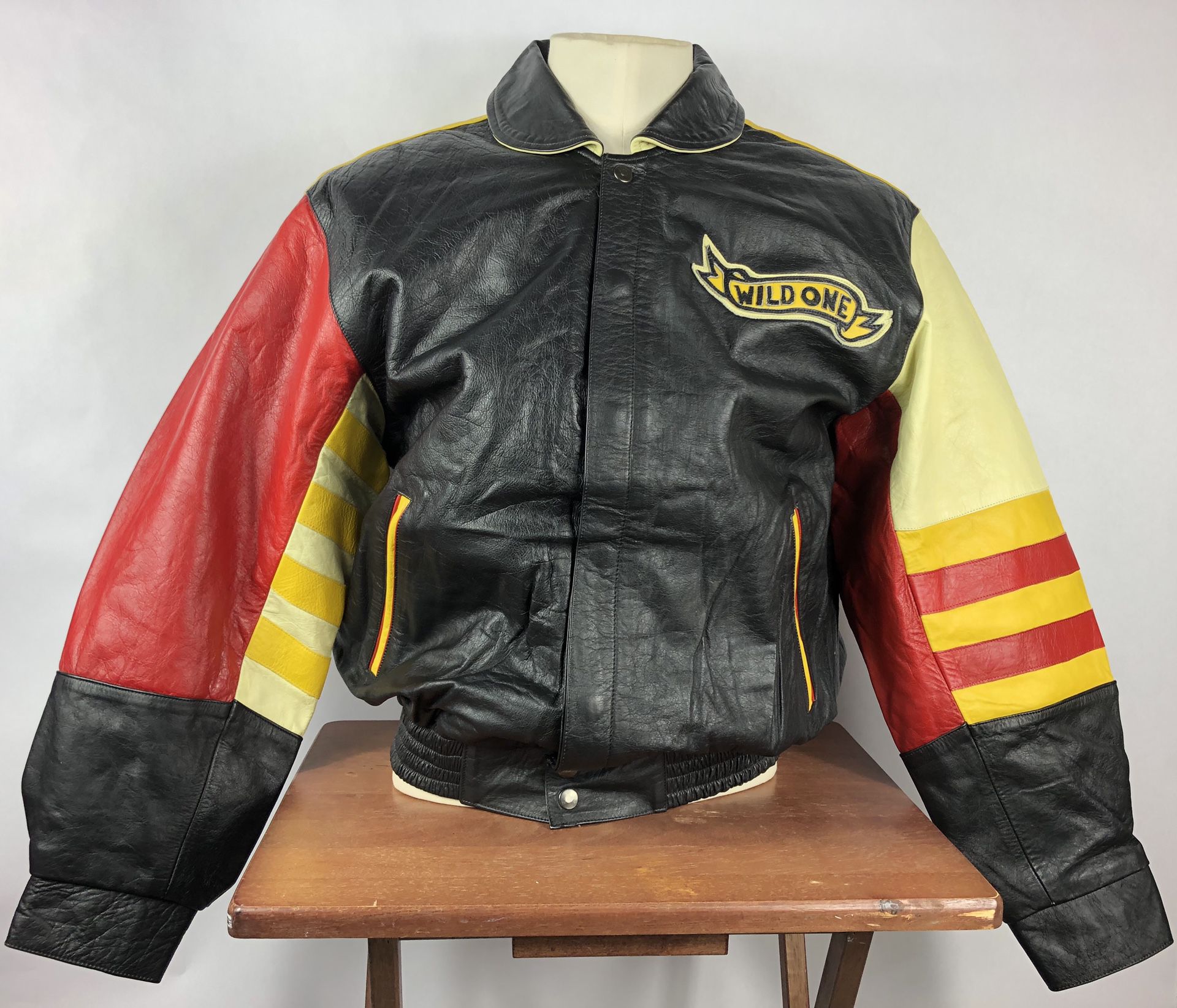 Mickey Mouse Leather Jacket Motorcycle Wild Ones Vintage size large for ...