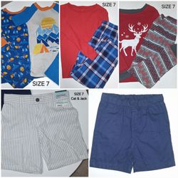 SIZE 7 BOY CLOTHES PAJAMA SETS & SHORTS (ROPA PARA NIÑO TALLA 7 PIJAMAS Y SHORTS)