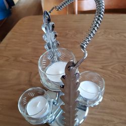 3 Small Glasse (Juice Size) or 3 Candles Holder with Metal Stand