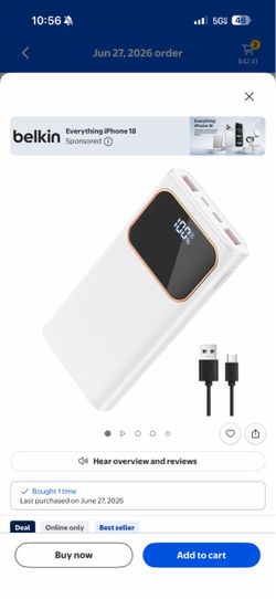 White Portable Power Bank with LED Display