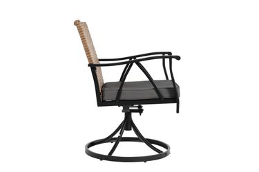 7 Piece Patio Dining Set ,Outdoor Wicker Furniture Set for Backyard Garden Deck Poolside with 2 Cushions Swivel Rocker Chairs,4 Cushions chairs,Table 