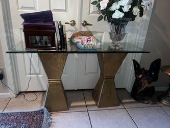 Glass table Hollywood glam gold