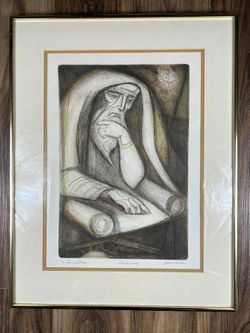 Irving Amen Scriptures Artist Proof Color Etching, Framed