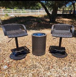 Outdoor Wicker Bar Stools and Table Set