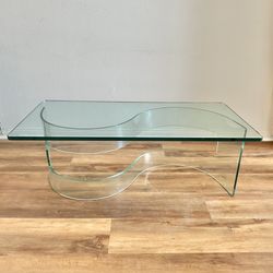 Vintage Coffee Table Glass Curved