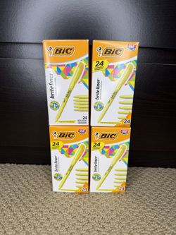 PRICE FIRM BIC BL24 Brite Liner Yellow Highlighters Chisel Point Box Of 24 - 4 packs