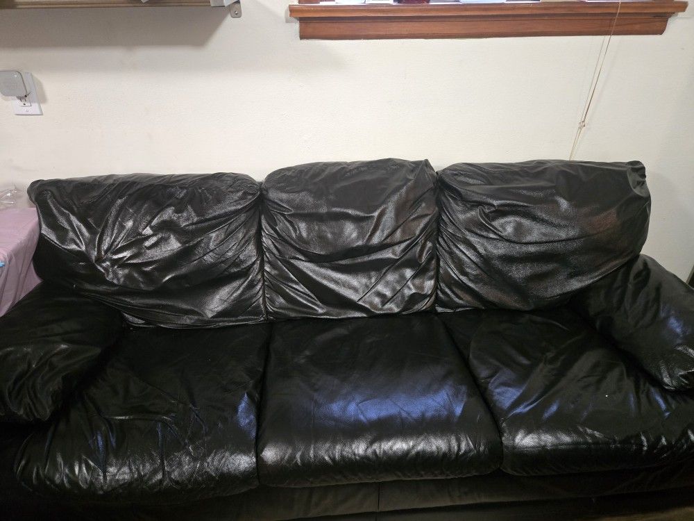 Black Leather Couch Set