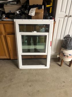 White Vinyl Double Hung Window with Screen