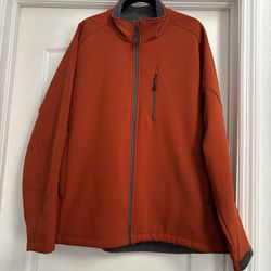 Men’s Soft Shell Kirklands Signature Mock Neck Stand Up Collar Orange Fleece Jacket 