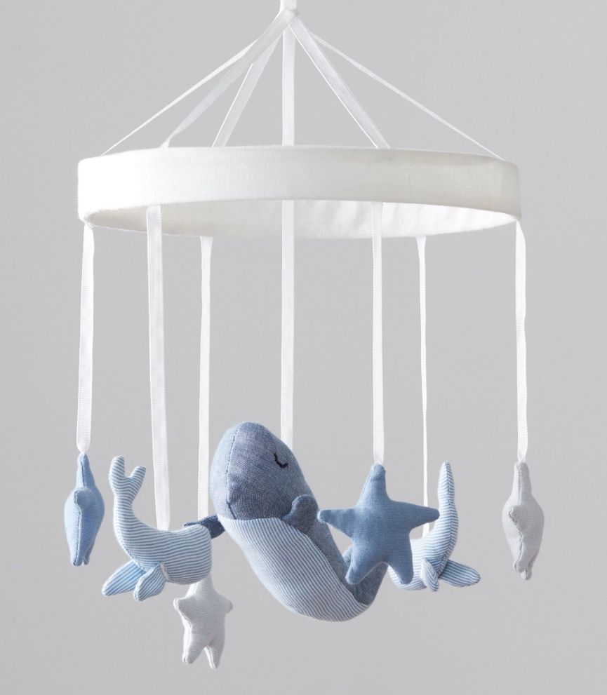 Pottery Barn Whales & Stars Jack Musical Baby Crib Mobile & Arm