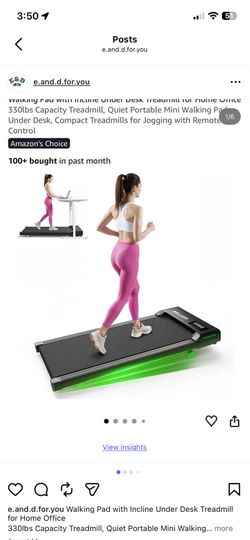 Walking Pad with Incline Under Desk Treadmill for Home Office 330lbs Capacity Treadmill, Quiet Portable Mini Walking Pad Under Desk, Compact Treadmill