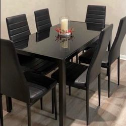 Dining Table (Glass) + Chairs (4)