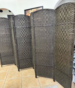 Brown Wicker Weave Room Divider Privacy  Screen